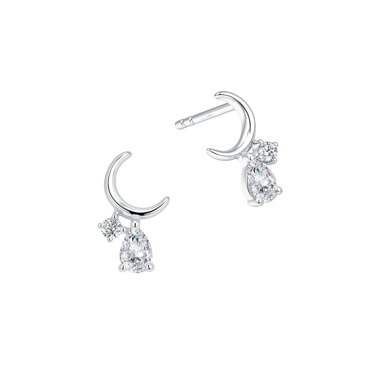10K Gold Lab Grown Diamond Moon Earrings
