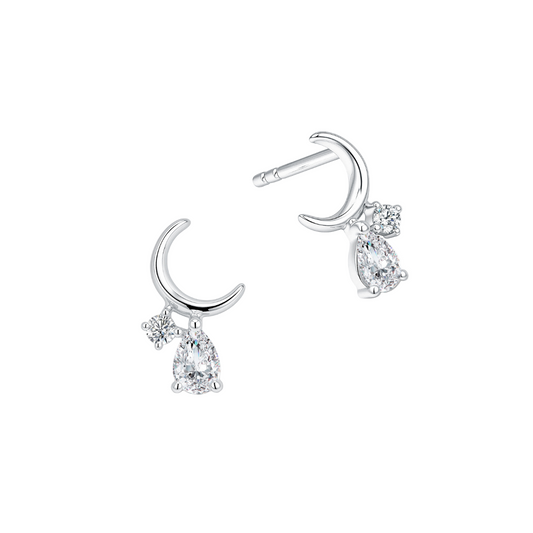10K Gold Lab Grown Diamond Moon Earrings