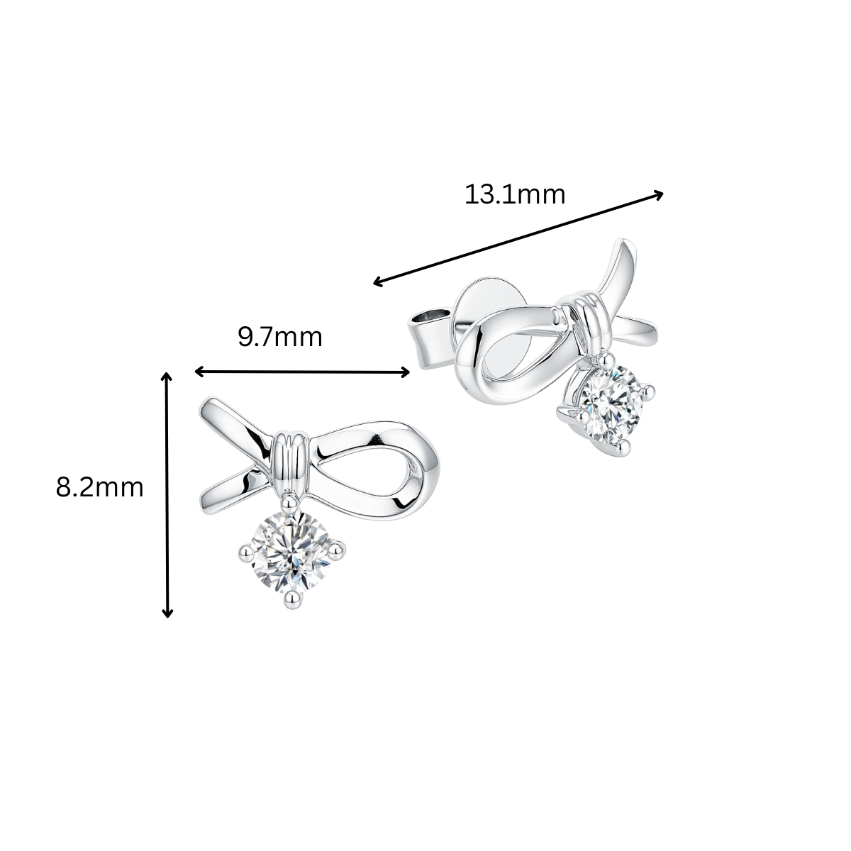 10K Gold Lab Grown Ribbon Diamond Earrings