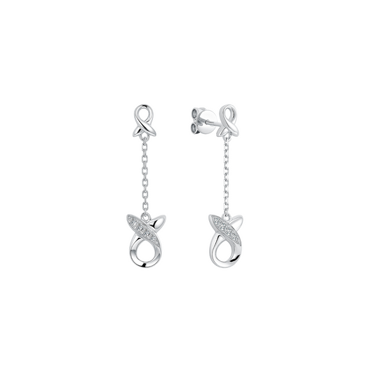 10K Gold Lab Grown Dangling Ribbon Diamond Earrings