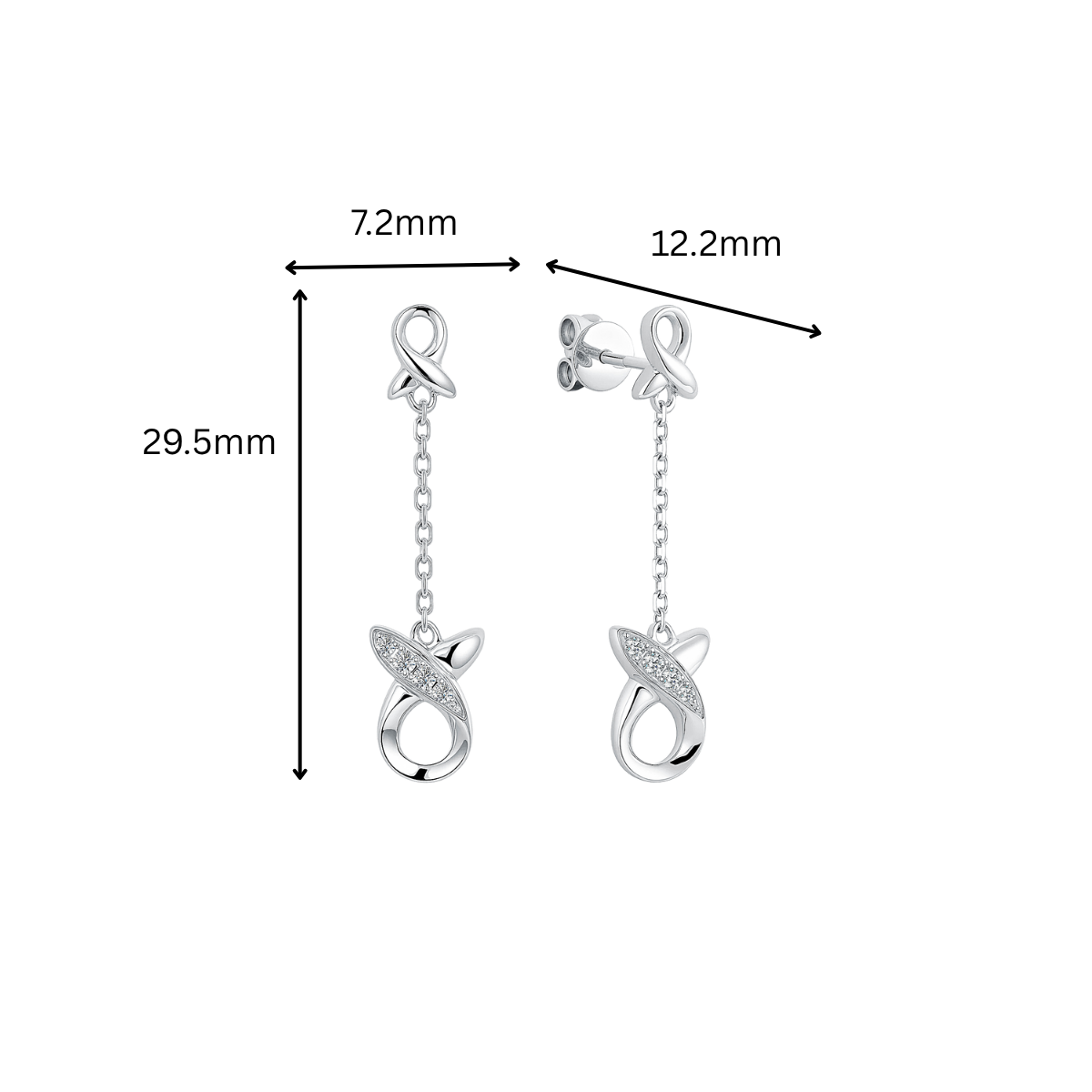 10K Gold Lab Grown Dangling Ribbon Diamond Earrings