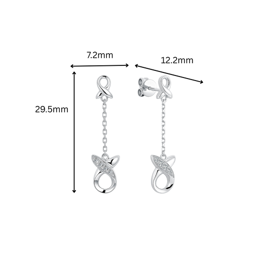 10K Gold Lab Grown Dangling Ribbon Diamond Earrings