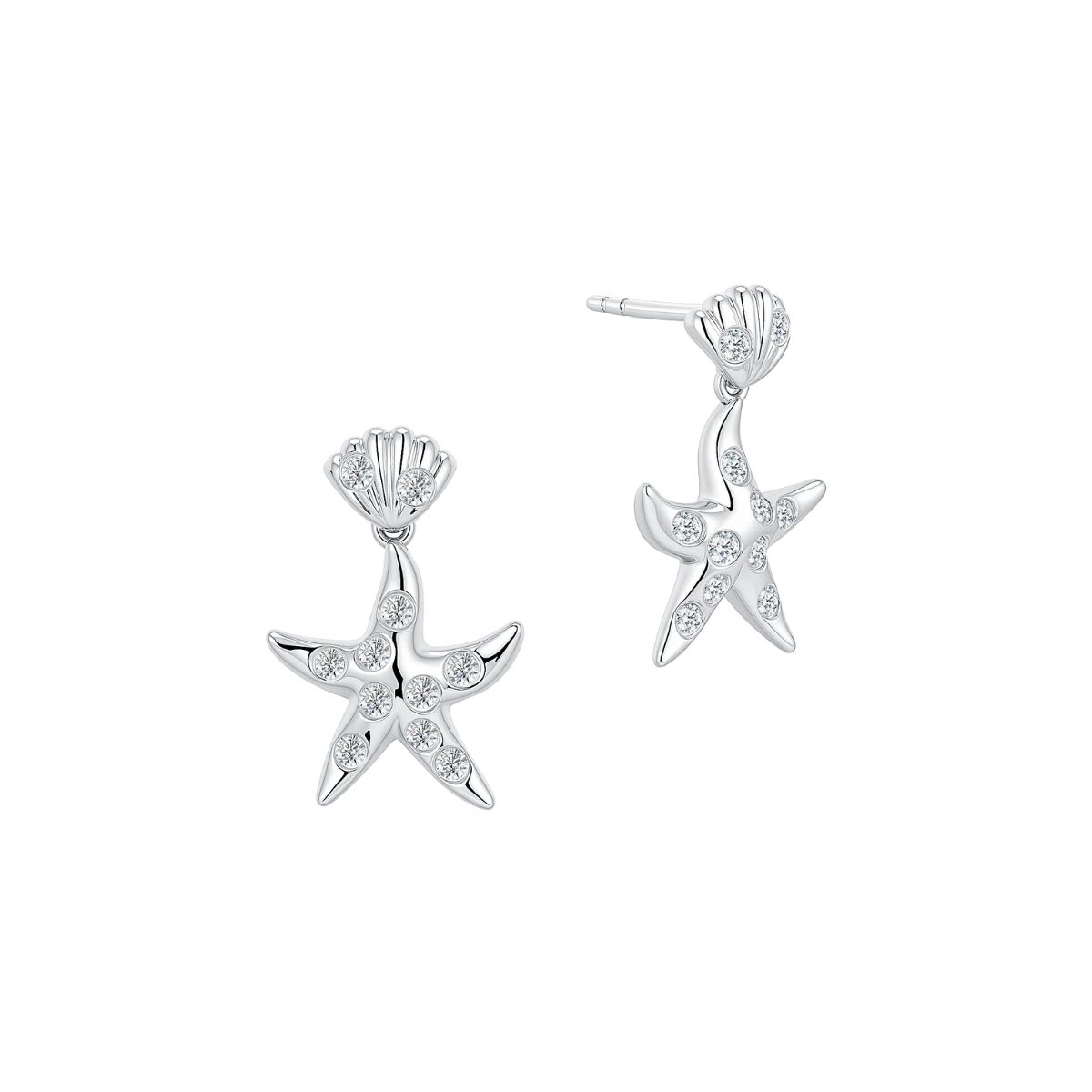 10K Gold Lab Grown Dangling Star Diamond Earrings