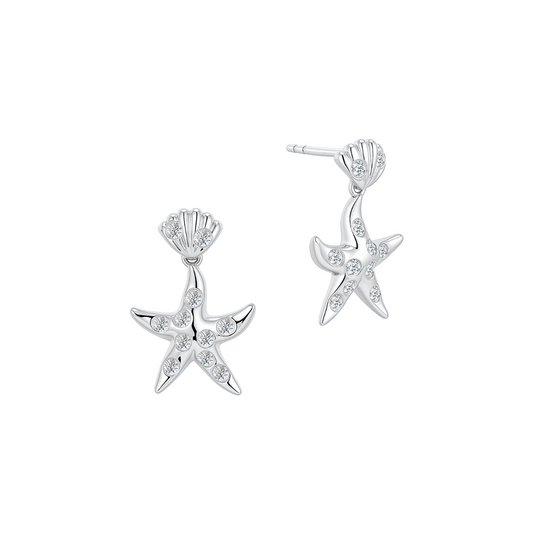 10K Gold Lab Grown Dangling Star Diamond Earrings