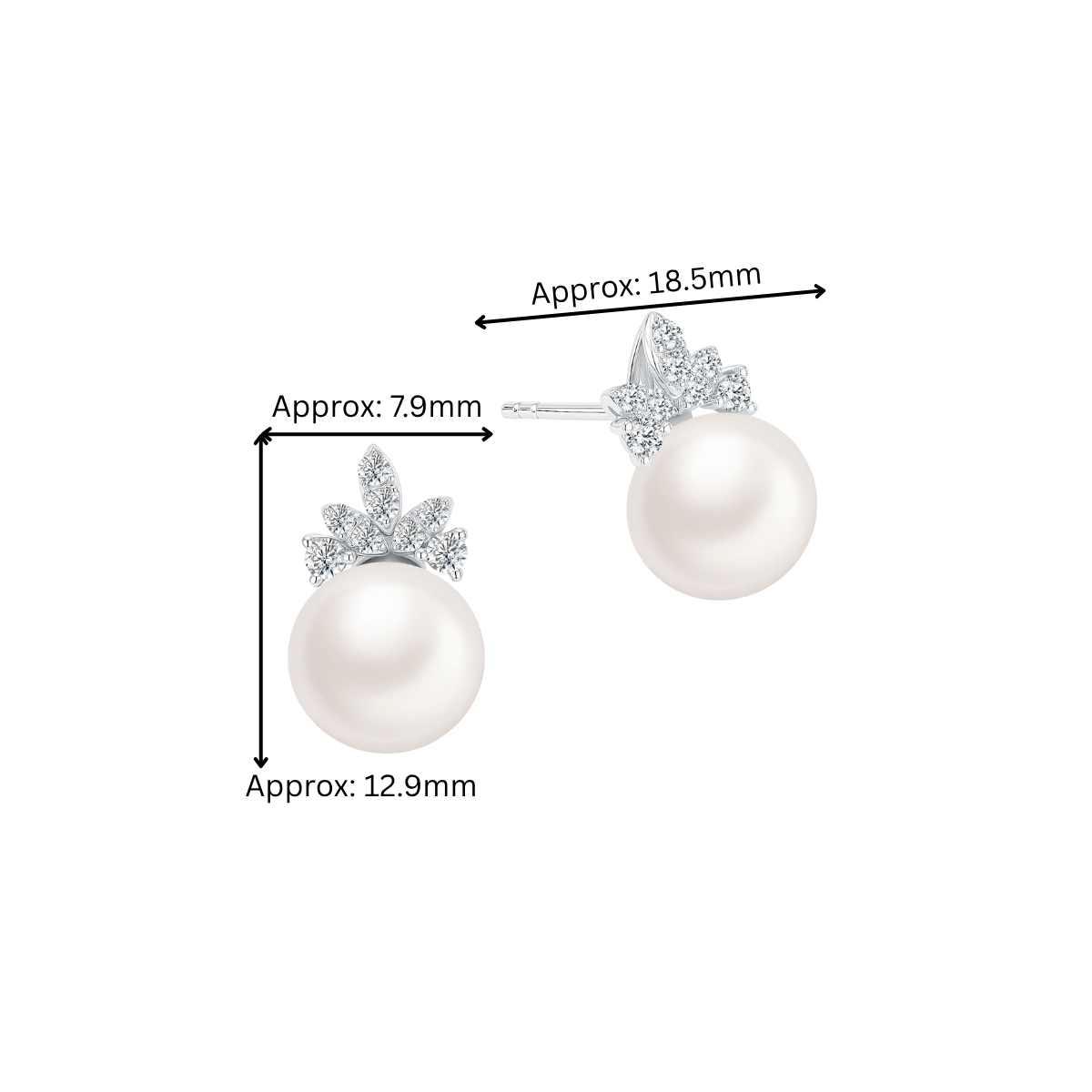 10K Gold Pearl Lab Grown Diamond Earrings