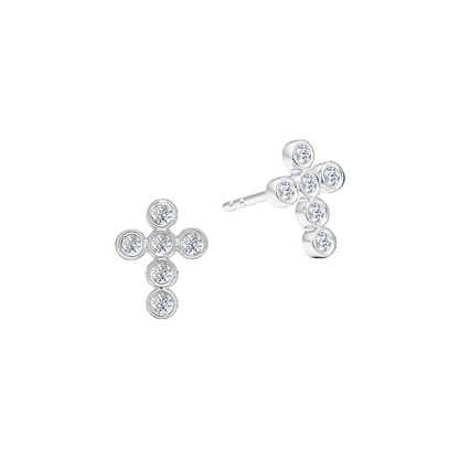 10K Gold Lab Grown Diamond Cross Earrings