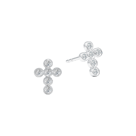 10K Gold Lab Grown Diamond Cross Earrings