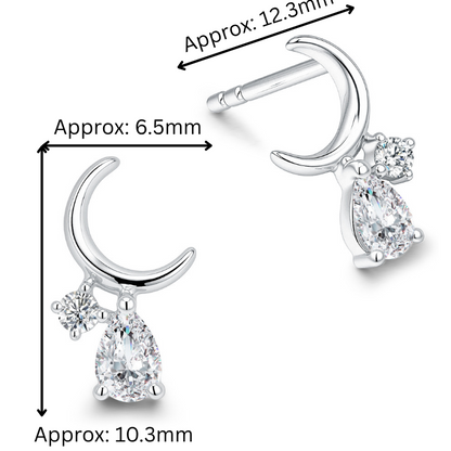 10K Gold Lab Grown Diamond Moon Earrings