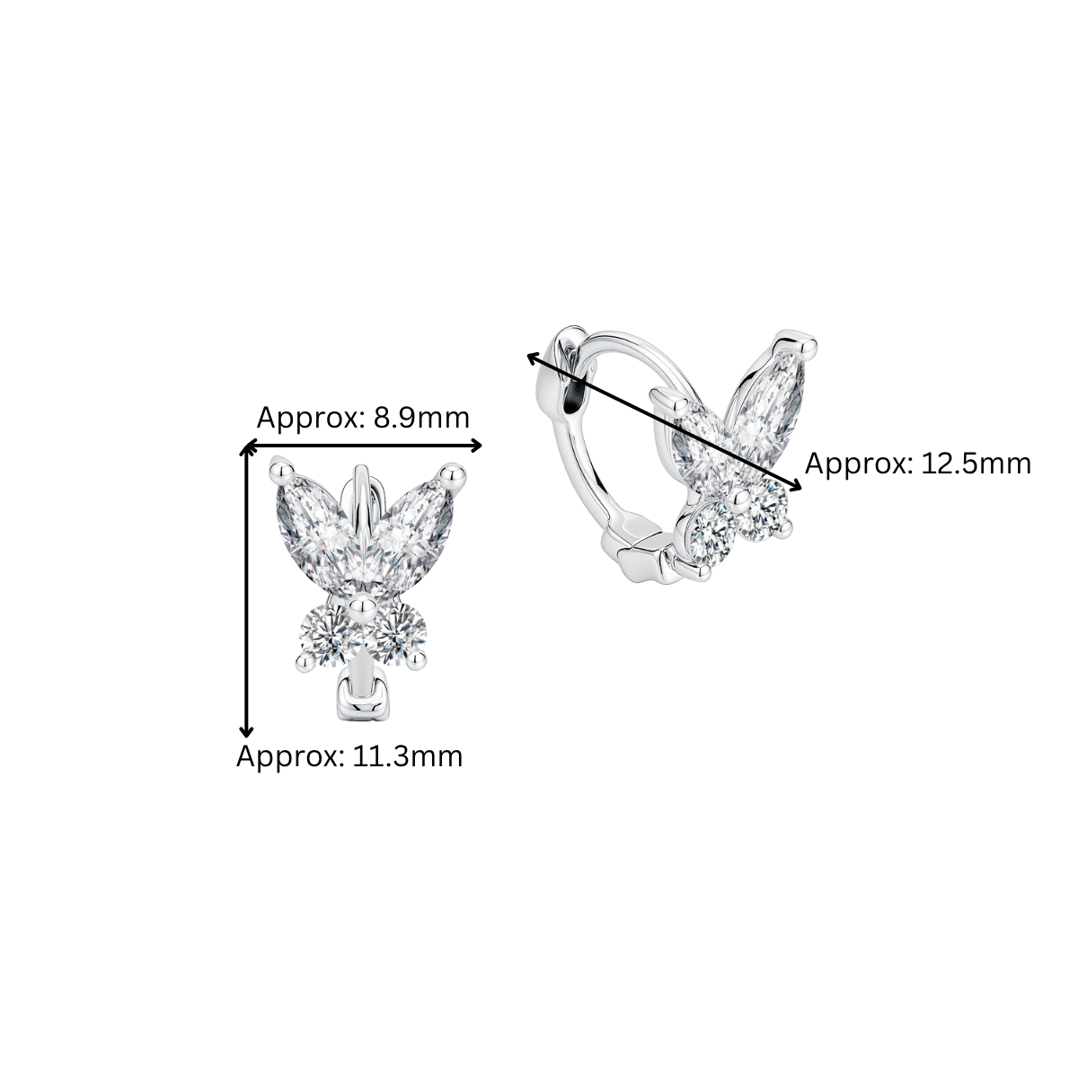 10K Gold Lab Grown Butterfly Diamond Earrings