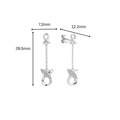 10K Gold Lab Grown Dangling Ribbon Diamond Earrings