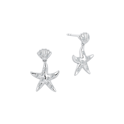 10K Gold Lab Grown Dangling Star Diamond Earrings