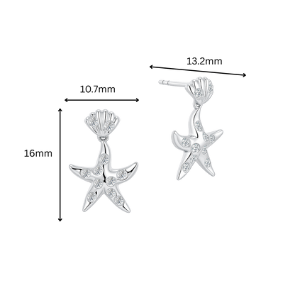 10K Gold Lab Grown Dangling Star Diamond Earrings