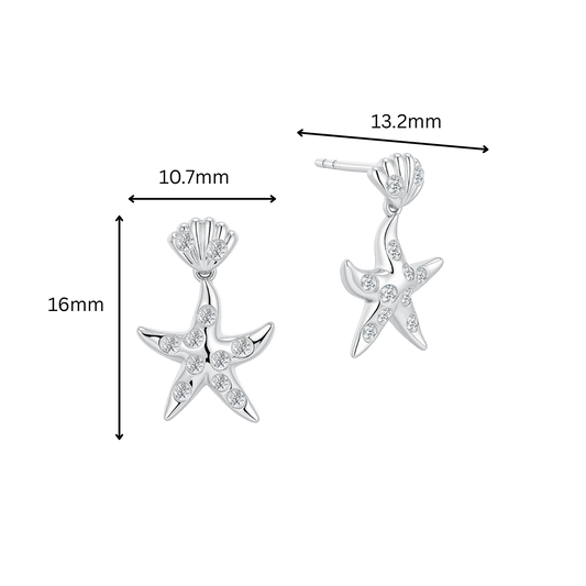 10K Gold Lab Grown Dangling Star Diamond Earrings