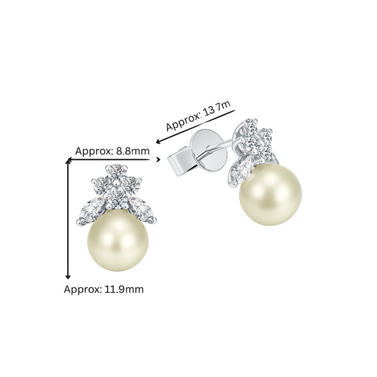 10K Gold Lab Grown Diamond & Fresh Water Pearl Earrings