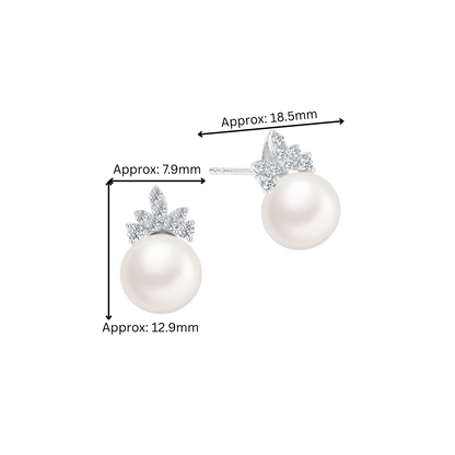 10K Gold Pearl Lab Grown Diamond Earrings