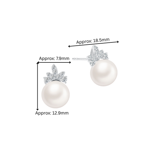 10K Gold Pearl Lab Grown Diamond Earrings